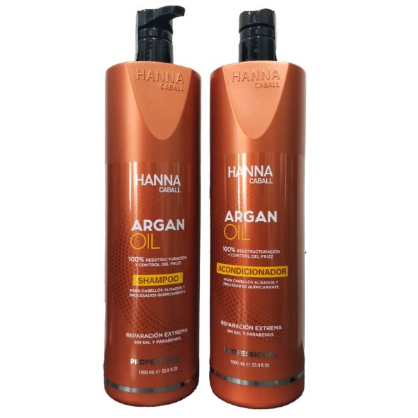 Hanna Caball – Aceite de Argán – Shampoo y Acondicionador (1 Litro)