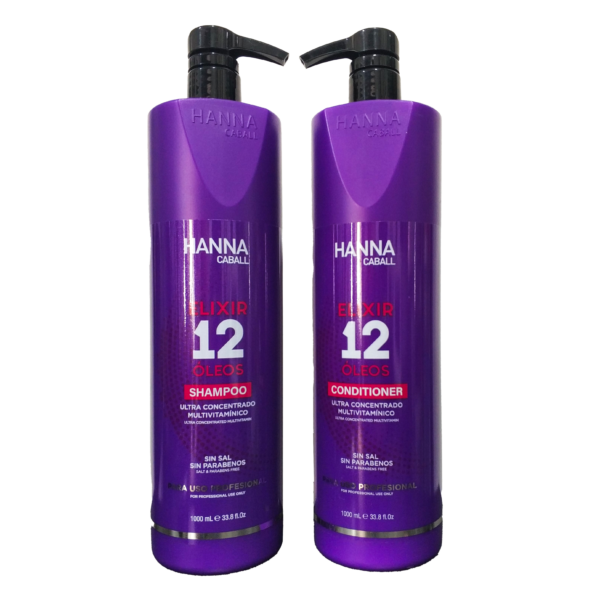 Shampoo y Acondicionador – Hanna Caball – Elixir 12 Óleos (1 Litro)