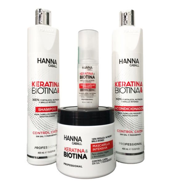Kit 4 – Hanna Caball – Keratina & Biotina (400 ML)
